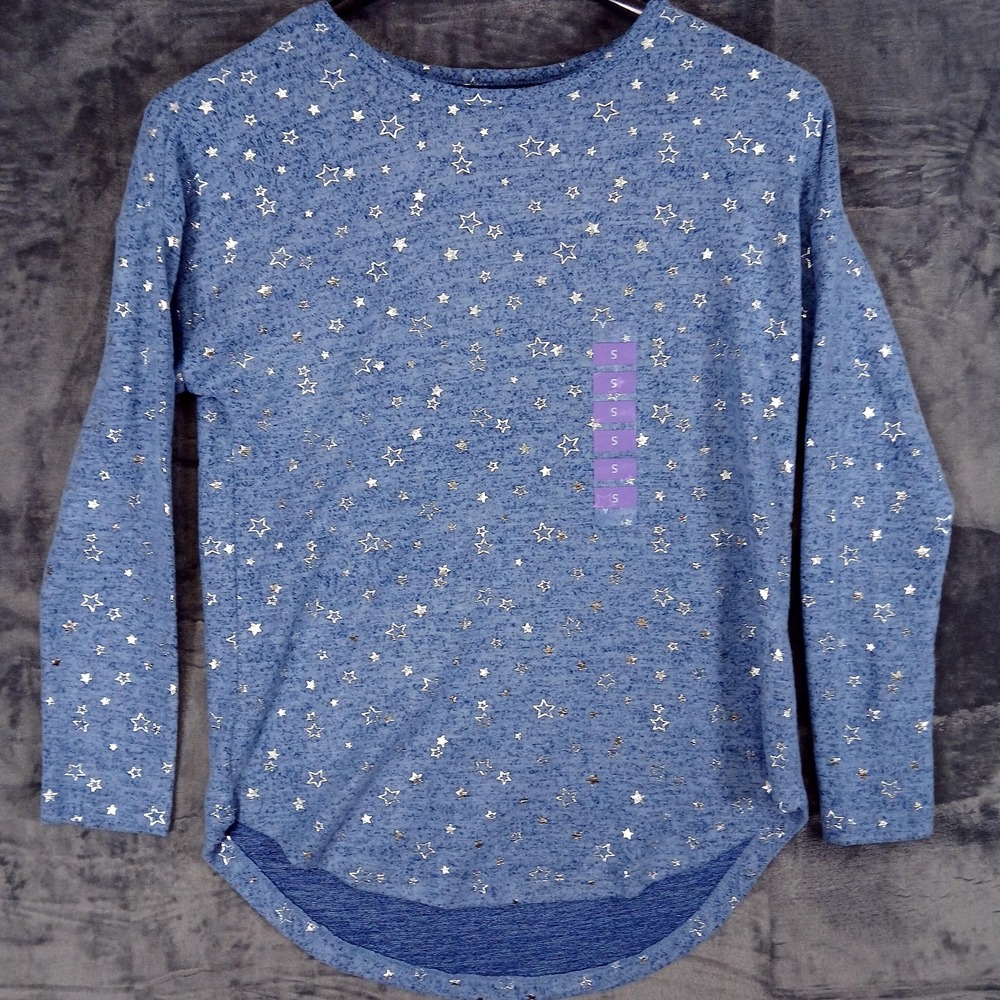 Berkley Jensen NWT Sweater Womens‎ Small Blue Stars Hacci Foil Top Pullover